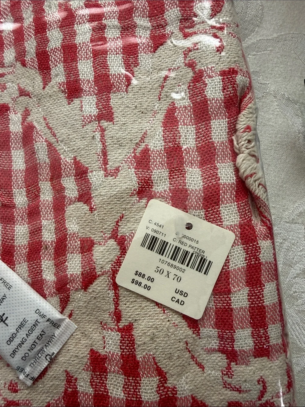 Anthropologie Pink & Cream Geometric Medallion Throw strawberry gingham